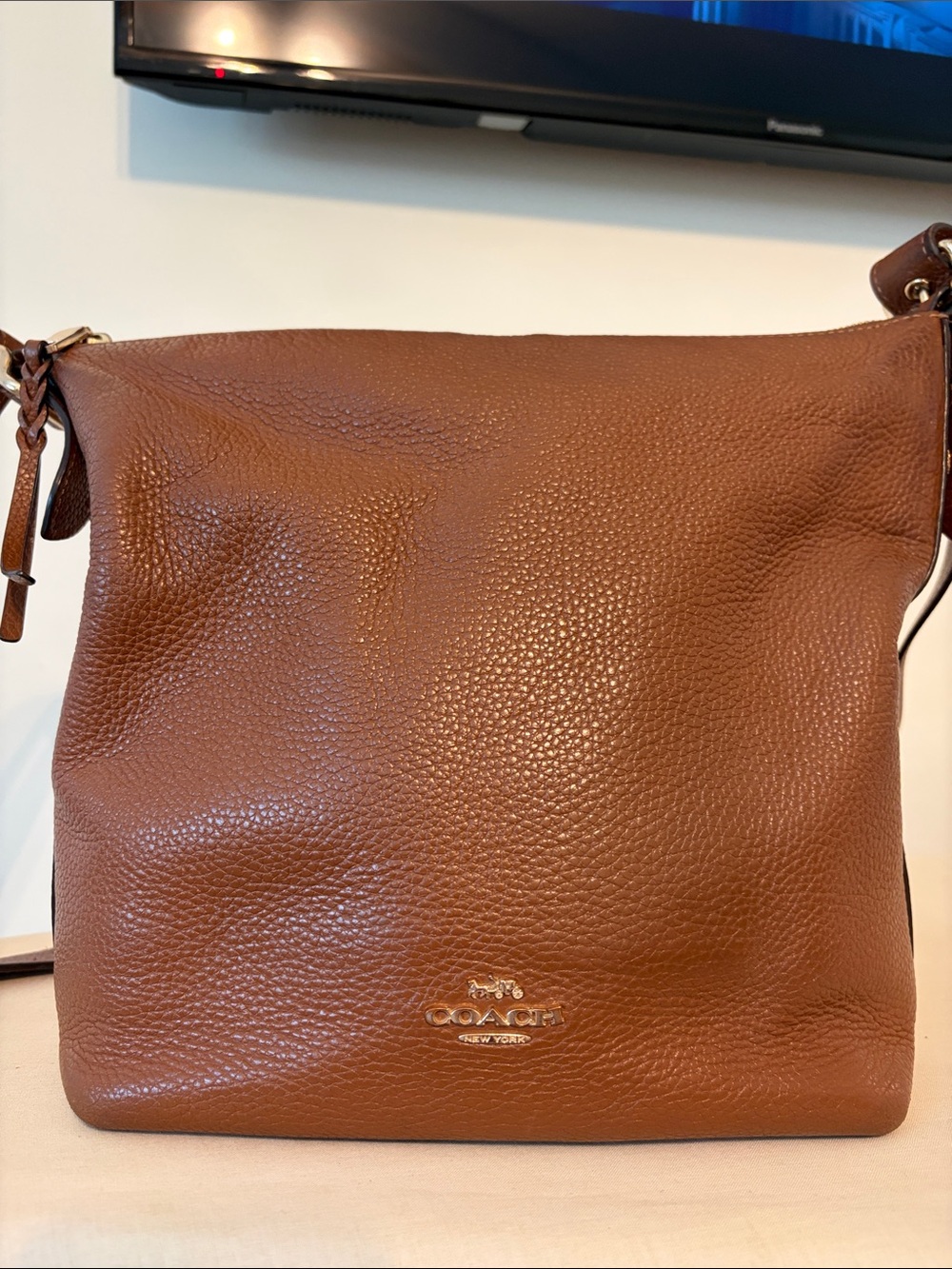 Vintage Val Duffle Coach Pebbled Leather Shoulder Bag in Brown